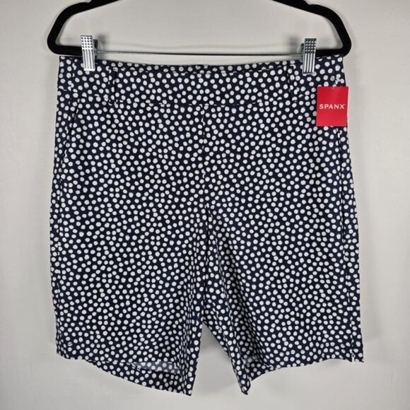 NWT SPANX Sunshine Shorts, 10” Pull On Bermuda Navy Painted Dot 50214R LARGE - Picture 5 of 16